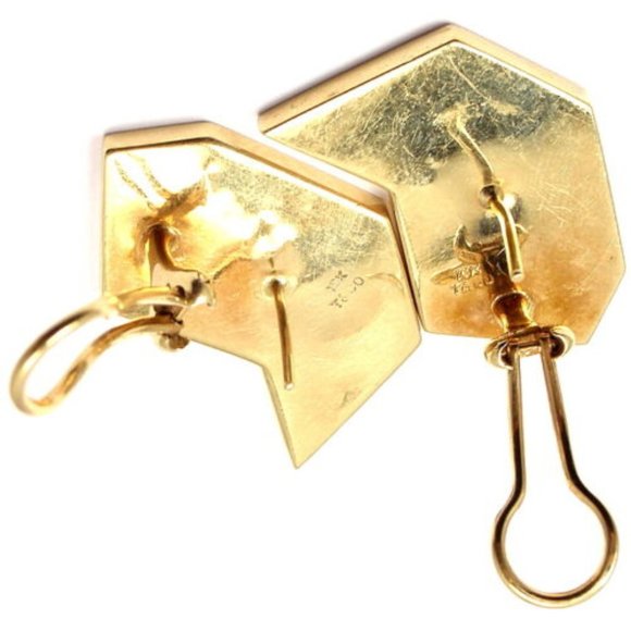 Rare! Authentic Tiffany & Co 18k Yellow Gold Black Jade Mother of Pearl Earrings - Picture 7 of 12